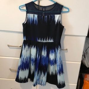 Sleeveless Blue & Black Party Dress